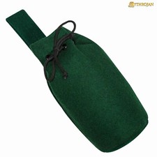 Medieval Woolen Belt Pouch Drawstring Green Bag Renaissance Costume Accessory