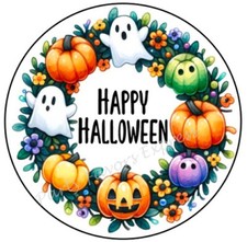 HAPPY HALLOWEEN WREATH GHOST PUMPKIN ENVELOPE SEALS LABELS STICKERS PARTY FAVORS