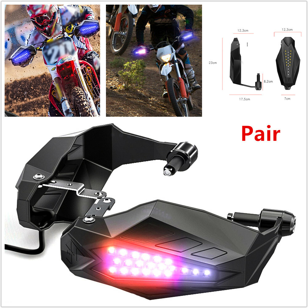 2x Motorcycle Scooter Hand Guards Rainproof Board w/ Lights Windproof Hand Cover eBay