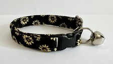 MINI SUNFLOWERS ON BLACK PRINT ADJUSTABLE BREAKAWAY CAT COLLAR