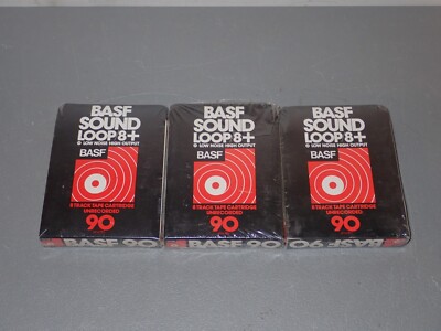 3x BASF Sound Loop/8+ 90 Minute 8 Track Tapes, New