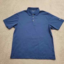 Nike Golf Shirt Mens Large Blue Polo Golf Short Sleeve Swoosh Logo Dri-Fit