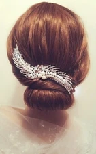 Silver Pearl and Crystal Rhinestones Bridal Hair Comb Wedding Party Prom