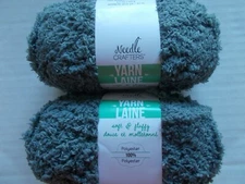 Needle Crafters Soft & Fluffy fleece/plush yarn, Grey, lot of 2 (40 yds each)