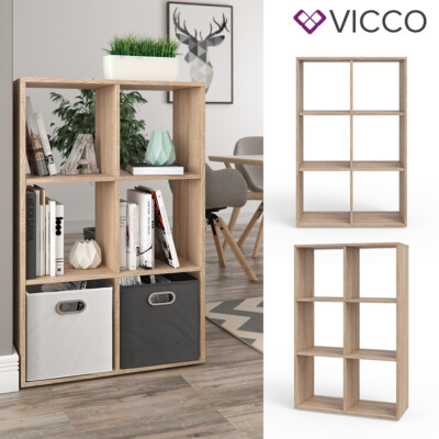 Raumteiler Regal Bücherregal Standregal Hochregal Sonoma 6 Fächer Vicco