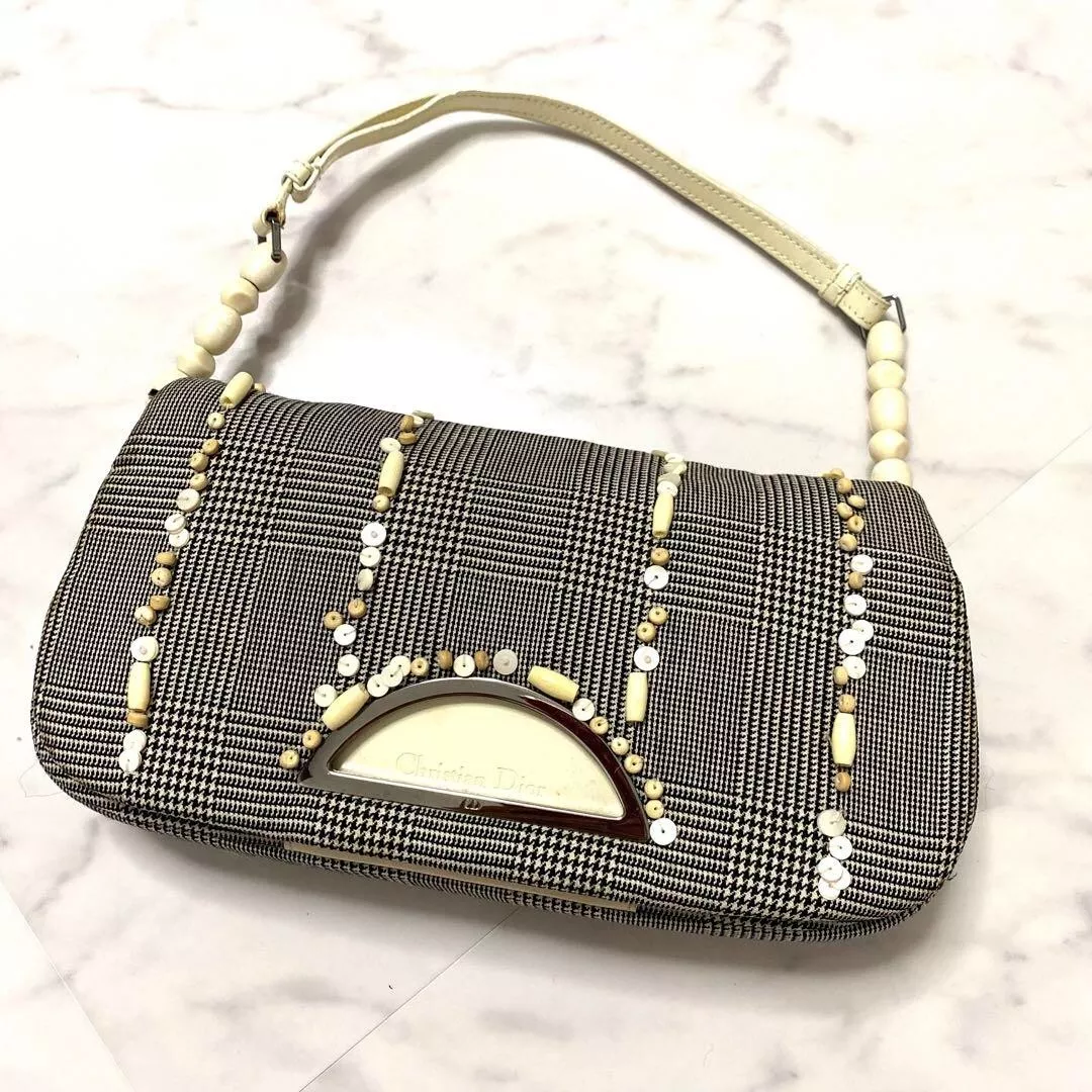 CHRISTIAN DIOR Malice Pearl Sac à Main Sac à Bandoulière Cuir Glen Check Femme Japon