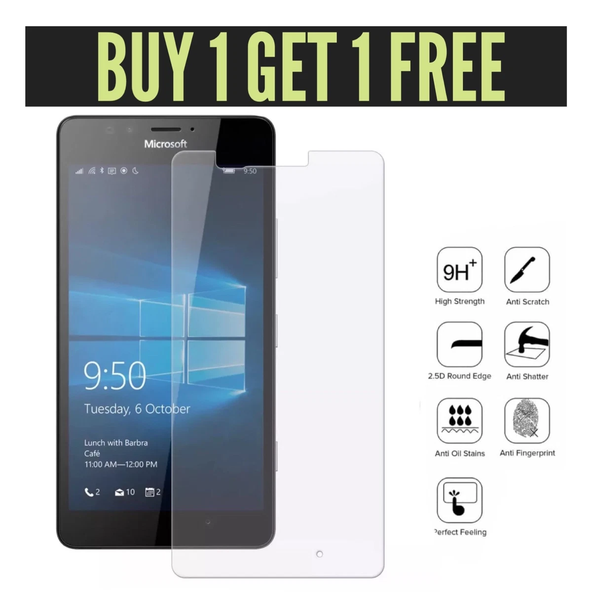 Brotect Pellicola In Vetro Ibrido AirGlass Per Microsoft Lumia 950 XL – Durezza 9H, Anti-impronta, Made In Germany