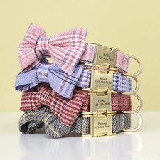 Dog Collar Bowtie Personalized ID Tag Puppy Cat Small Medium Breed Pet
