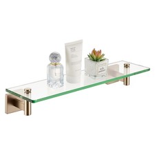 KOKOSIRI 20" Champagne Bronze Glass Floating Wall Shelf for Bathroom Bedroom