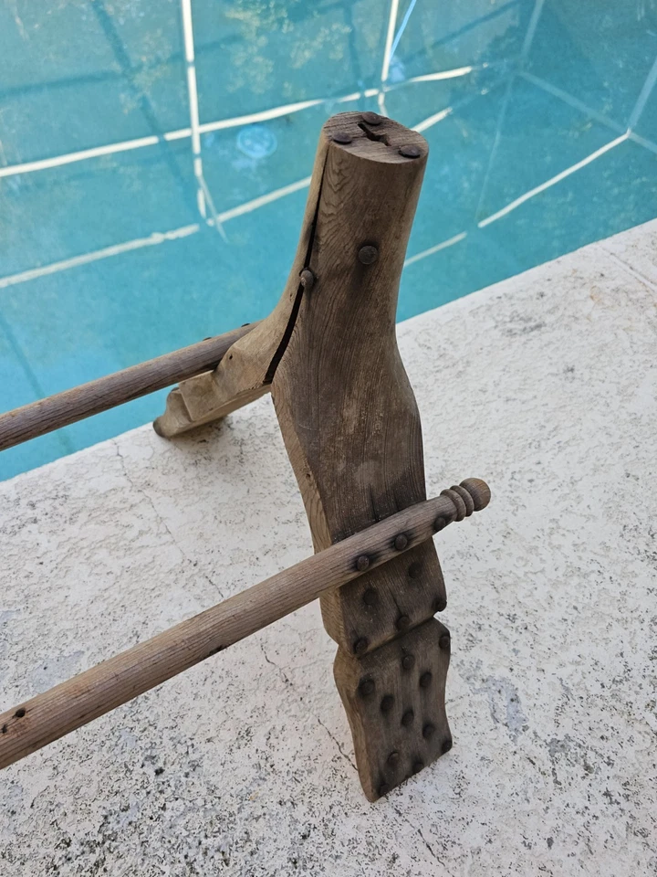 Taburete de asiento vintage egipcio camello madera maciza detalles de latón sin cojín 26" Foto 4 de 4