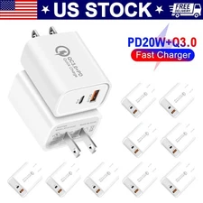 20W PD QC3.0 Fast Charger Block USB Type C Wall Power Adapter Wholesale Bulk Lot