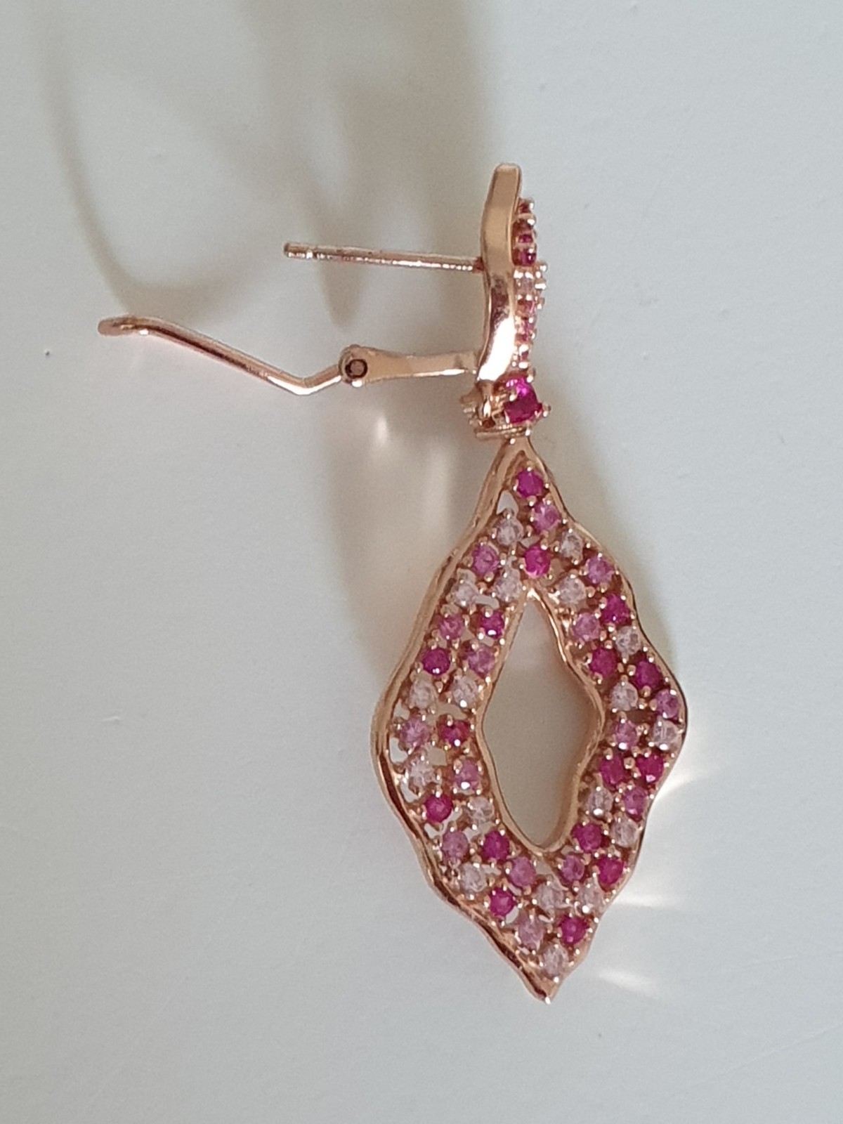 Pink Sapphire And Ruby Large Dangle Drop Earrings… - image 3