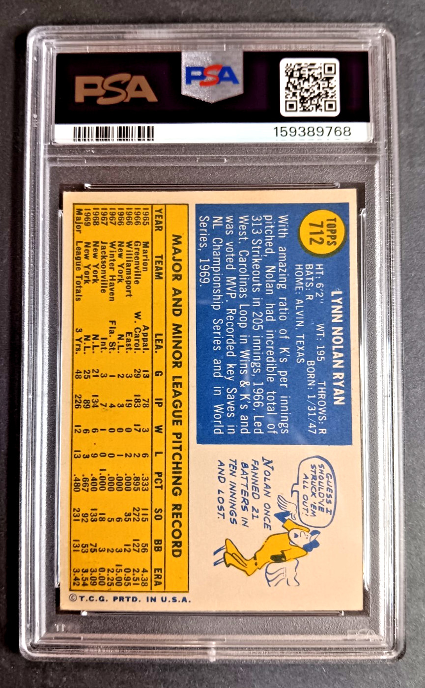 1970 Topps #712 Nolan Ryan PSA 3 Mets view 2