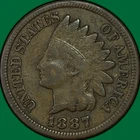 1887 Indian Head Cent Fine F Coin #41173