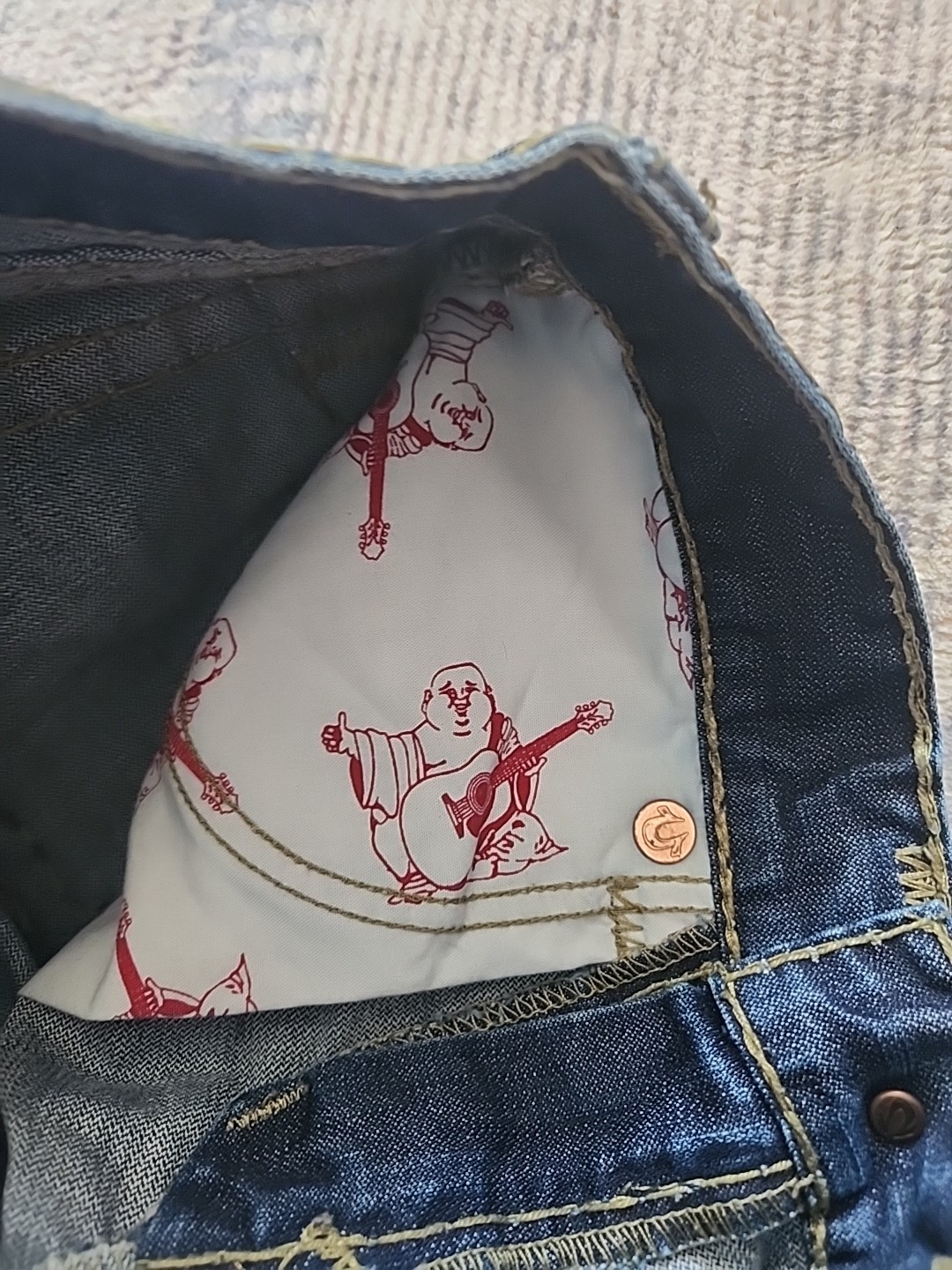 True Religion Joey Super T Jeans Size 29×36 Blue jeans thick stitch Men's  thumbnail 11