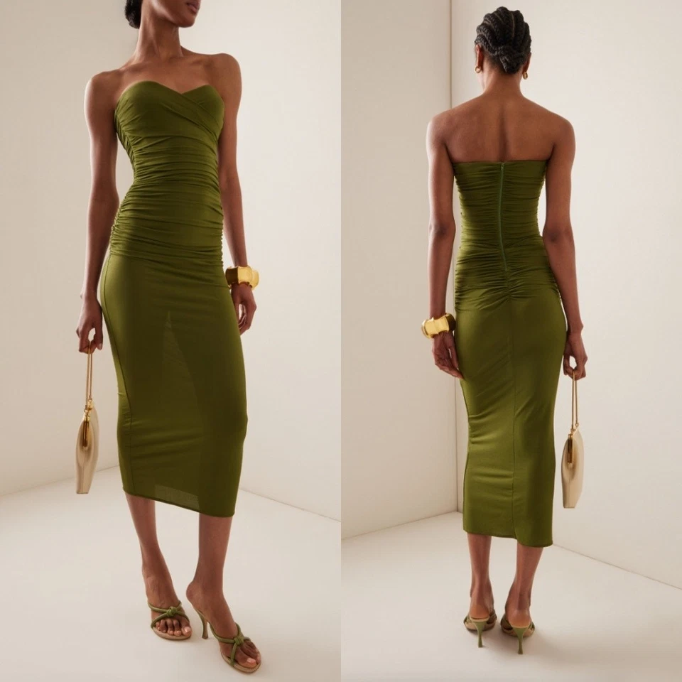 Alex Perry | Vestido acanalado sin tirantes en helecho EE. UU. 0  Foto 4 de 4