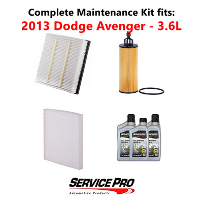 2013 Dodge Avenger 3.6L Complete Cabin, Air & Oil Filter Kit (5W