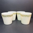 Set Of 4 Vintage Pyrex Spring Blossom Green Crazy Daisy Coffee Or Tea Mugs MCM