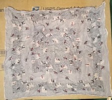 Vtg 1950s Silk Handkerchief Pocket Square Horse & Equestrian Paddock Blue 12