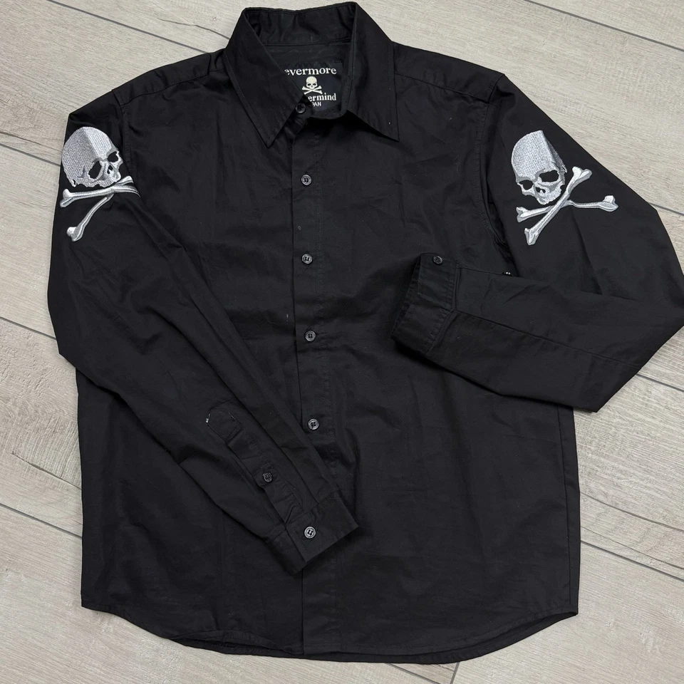 Camisa Mastermind Japón Evermore Calavera Negra Talla M Manga Larga OG Grunge Rara Foto 3 de 4