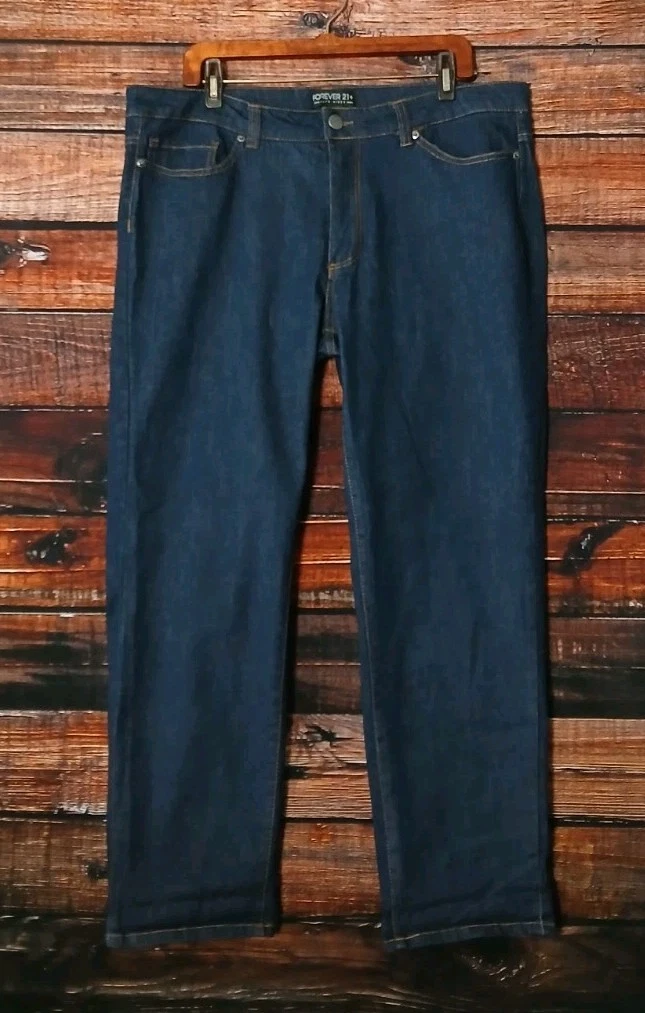 Jeans Forever 21 Talla 16 Índigo Oscuro Tobillo Recto Tiro Alto Denim Elastizados Nuevos con Etiquetas 