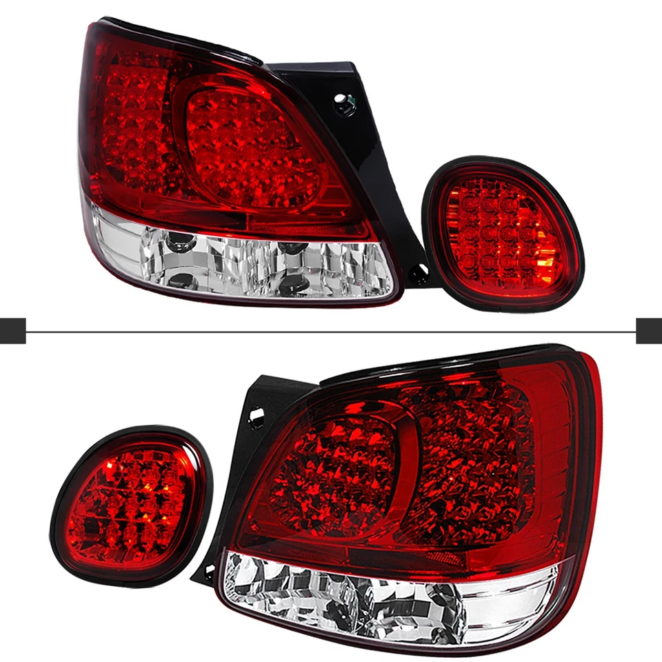 Red/Clear Tail Light Fits 98-05 Lexus GS300 GS400 GS430 LED Rear Trunk Lamp Pair Foto 4 de 4