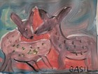 Two Fawns Nestled Together Original 9x12 Acrylic Wildlife Painting. — photo 1