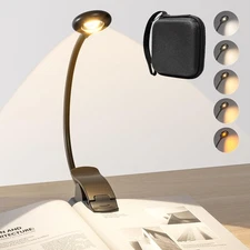 Rechargeable Book Light for Reading at Night Stepless Dimmable Clip Light