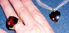 VTG DAVID SIGAL CANADA STERLING SILVER CINNAMON QUARTZ ? HEART NECKLACE RING 8.5