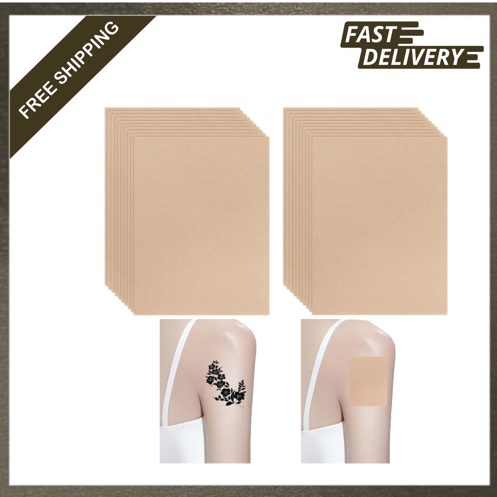 16 Pcs Skin-Friendly Waterproof Breathable Tattoo Cover Stickers for Scars Dark image 1