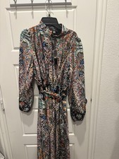 NWT Women's Tahari long sleeve lined floral tiered belted midi dress small S