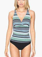 Jantzen Women's Geo Graphic Stripe C/d Cup One Piece Swimsuit Size 16 - 7433