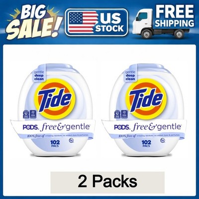 Tide PODS Free & Gentle Laundry Detergent Pacs 102ct 2 Pack