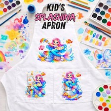 Kids Mermaid Art Apron, Paint Apron, Boys, Girls, Adjustable, Smock