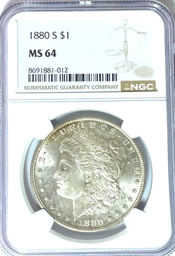 1880 S $1 Morgan Silver One Dollar MS64 San Francisco NGC