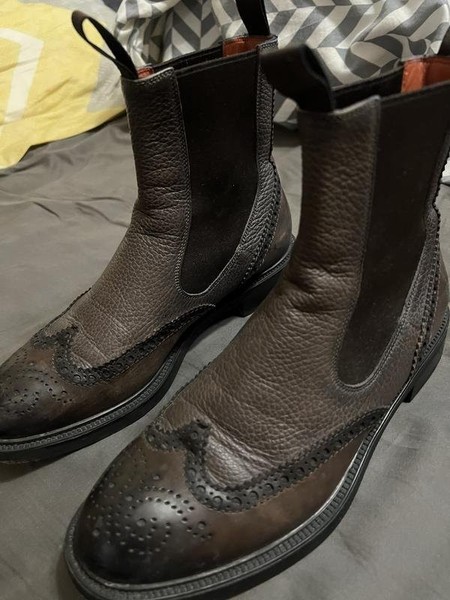 Women Santoni Boots Brown Leather 36