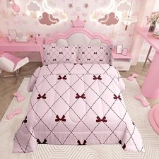 Bowknot Comforter Set Size Bow Tie Butterfly Knot Princes Queen Peach Pink