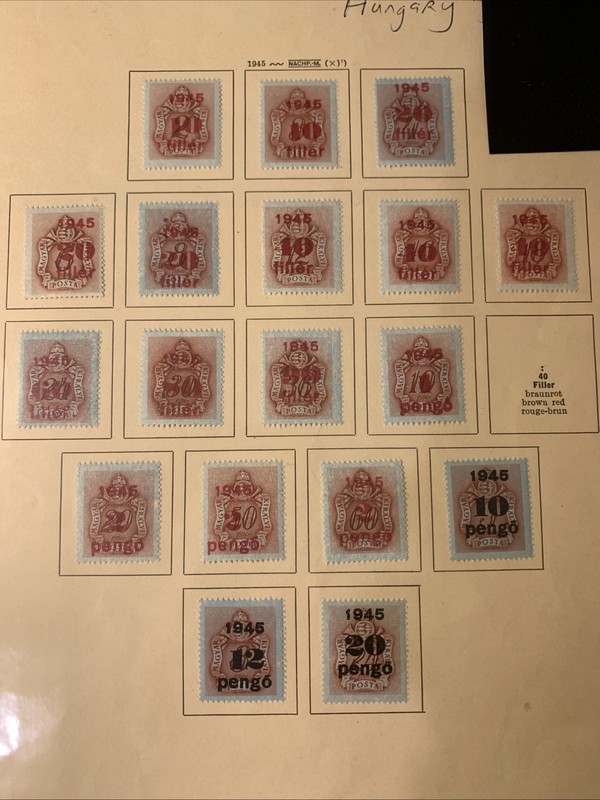 1945 Set Of Hungary Filler Stamps, Hi Fed, Mint Set