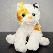 RARE Animal Adventure 2010 plush white calico Cat Kitten black brown green eyes