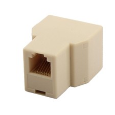 RJ12 6P6C 1 Female to 2 Female Telephone Wire Cable Connector Splitter Beige