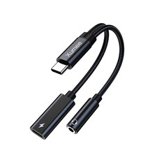 USB Type C to 3.5mm Headphone and Charger Adapter,2-in-1 USB C to Aux Audio J...