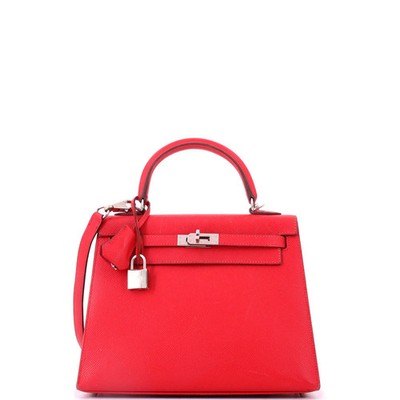 Hermes Kelly Handbag Pink Epsom with Palladium Hardware 25