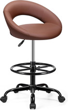 Bestfair Drafting Chair With Back Height Adjustable Rolling Stool With Foot Res