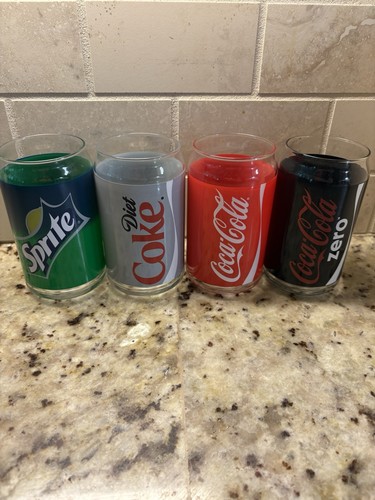 Vintage Trinkgläser 4er Set Diät Coke, Coke Zero, Coca Cola, Sprite