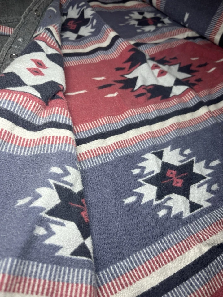 Levi's Gray Aztec Lined Pearl Snap Button Up Shirt Top Cotton Mens Size Medium - Image 3 of 4