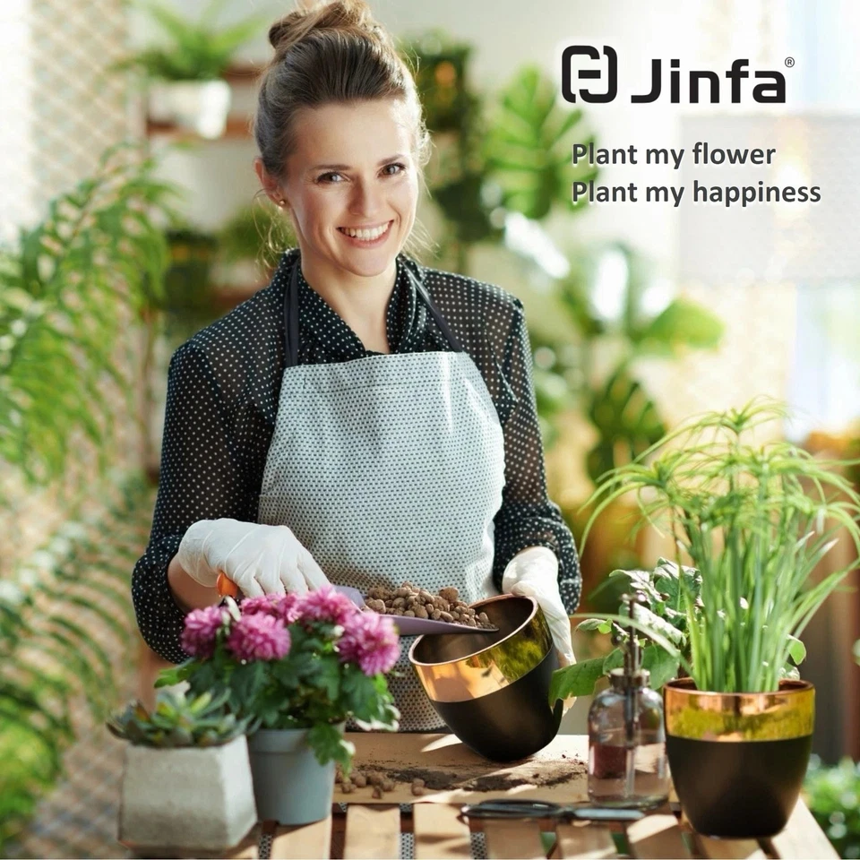 Jinfa Keramik / Ton Übertopf Blumentopf Vase Blumenvase mattschwarz roségold - Bild 4 von 4