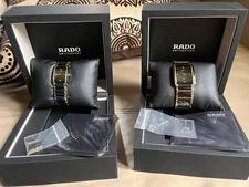 Radio His & Hers Black Ceramic Integral Diamond watches