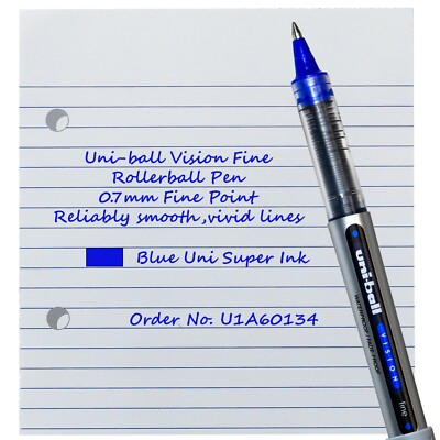 ペン　S Uni-ball Vision Fine 60134 Blue Ink 0.7mm Rollerball Pen, Box of
