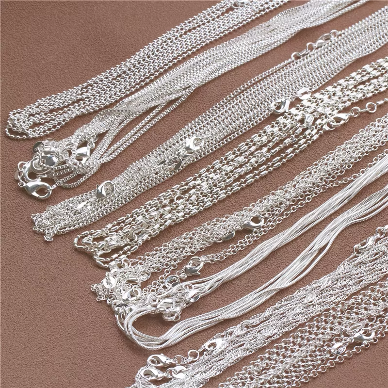 1Pcs 18-20Inches Simple O Ring 925 Sterling Solid Silver Necklace Chain Diy Supplies 1322047 P 7694 - Foto 6