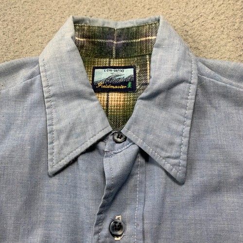 FIELDMASTER Shirt Mens Size Large Button Up Flannel Lined Blue - Picture 6 of 7